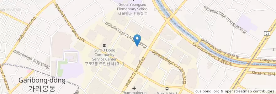 Mapa de ubicacion de 이디야 en Coreia Do Sul, Seul.