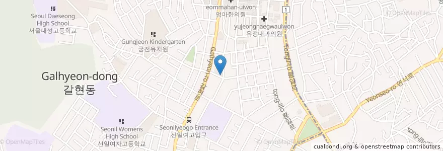 Mapa de ubicacion de 천주교 갈현동성당 en Республика Корея, Сеул, 은평구, 갈현1동.