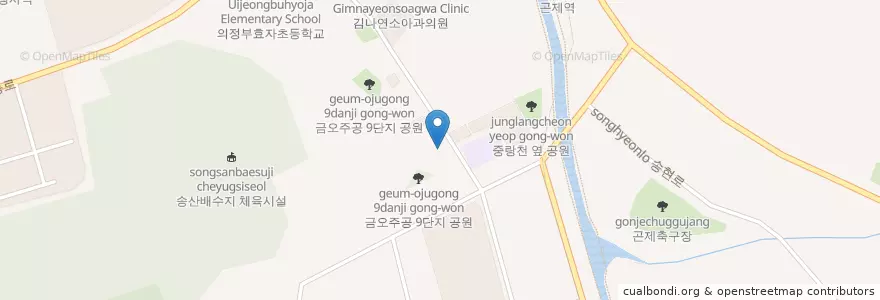 Mapa de ubicacion de 금오주공9단지 901동 자전거 주차장 en Coreia Do Sul, Gyeonggi, 의정부시.
