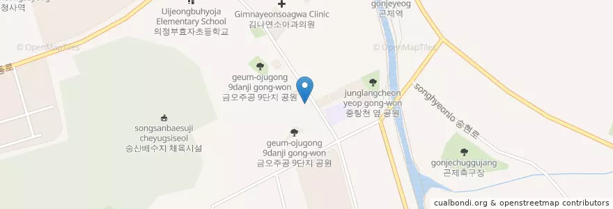 Mapa de ubicacion de 금오주공 9단지 901동 902동 쓰레기 처리장 en كوريا الجنوبية, 경기도, 의정부시.