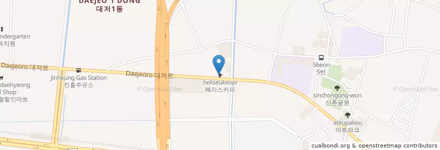 Mapa de ubicacion de 헤리스커피 en 大韓民国, 釜山, 江西区, 大渚洞.