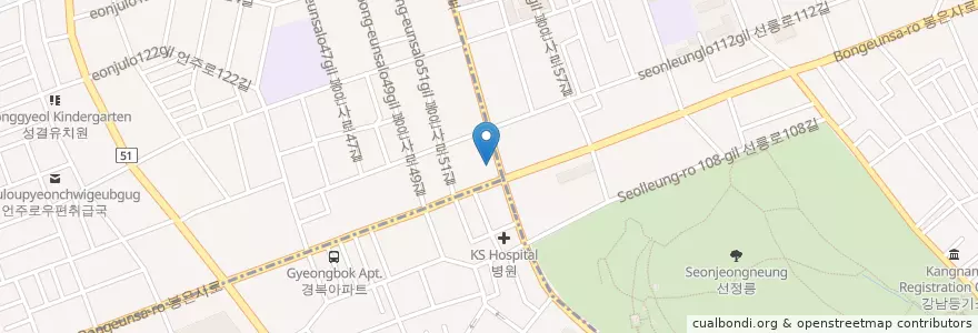 Mapa de ubicacion de KB국민은행 선정릉점 en كوريا الجنوبية, سول, 강남구, 논현동.