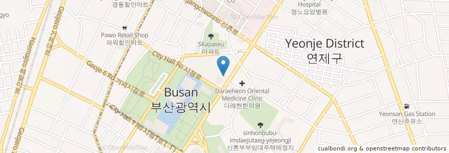 Mapa de ubicacion de 麦当劳 en 韩国/南韓, 釜山, 蓮堤區.