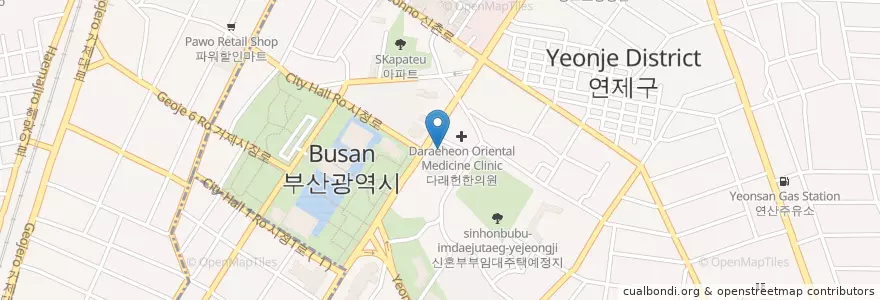 Mapa de ubicacion de 롯데리아 en Güney Kore, Busan, 연제구.
