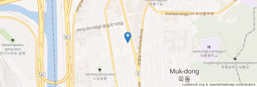 Mapa de ubicacion de 국민은행 en 대한민국, 서울, 중랑구, 묵1동.