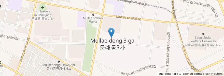 Mapa de ubicacion de 카페 오가닉 en Coreia Do Sul, Seul, 영등포구, 문래동.