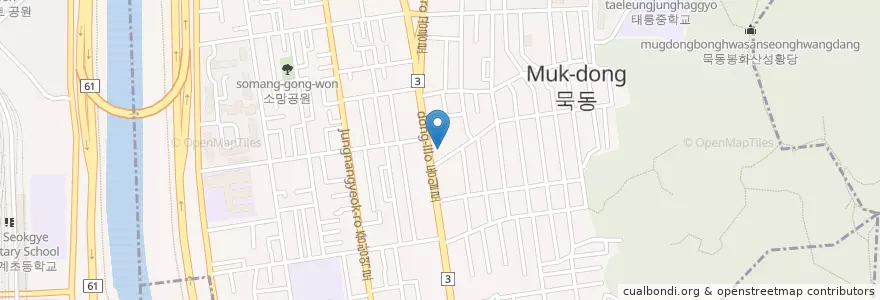 Mapa de ubicacion de 라떼 플로라 en 대한민국, 서울, 중랑구, 묵1동.