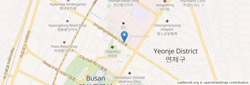 Mapa de ubicacion de 선어횟집 en Республика Корея, Пусан, 연제구, 거제동.