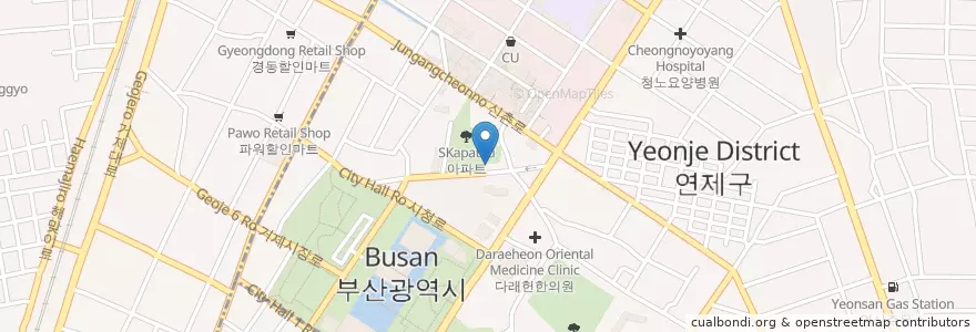 Mapa de ubicacion de 낙양추어탕 en South Korea, Busan, Yeonje-Gu, Geoje-Dong.