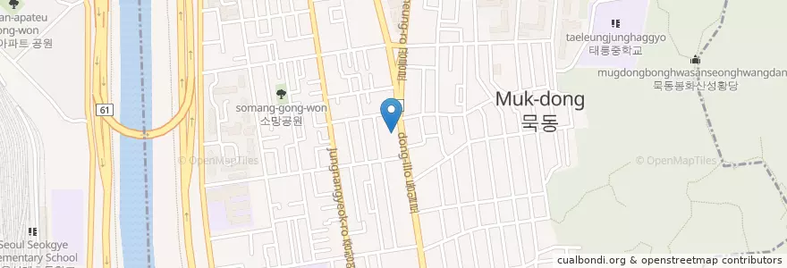 Mapa de ubicacion de 묵동우체국 en 대한민국, 서울, 중랑구, 묵1동.