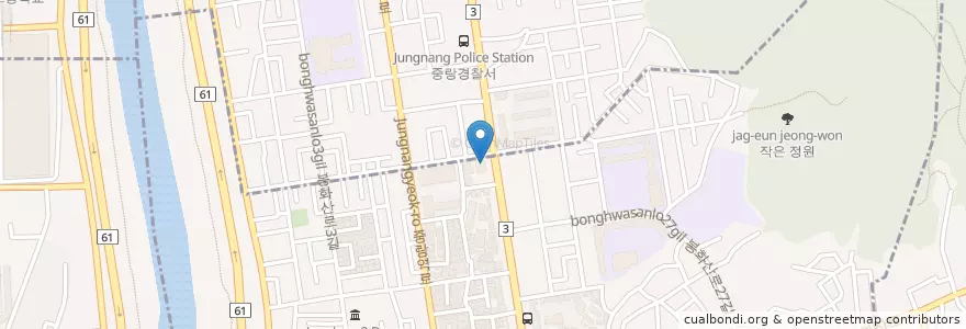 Mapa de ubicacion de 우리은행 en 韩国/南韓, 首尔, 中浪區, 중화2동.