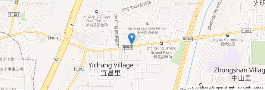 Mapa de ubicacion de 王記擔仔麵 en تايوان, تاي شانغ, 太平區.