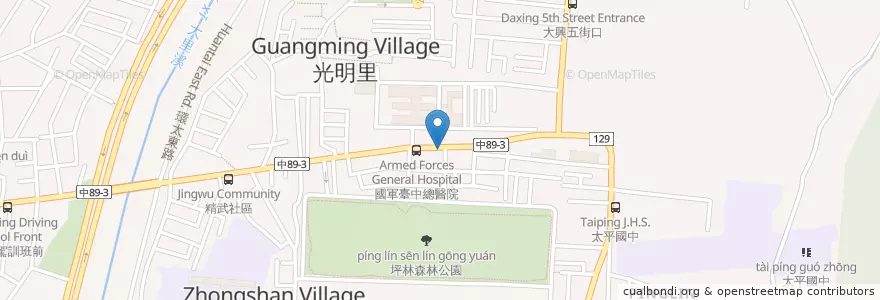 Mapa de ubicacion de 三六九美食館 en Taiwan, Taichung, Taiping District.