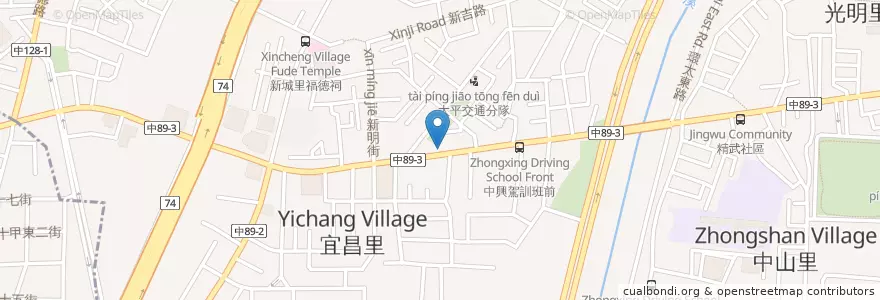 Mapa de ubicacion de 純手工大腸蚵仔麵線 en Taïwan, Taichung, 太平區.