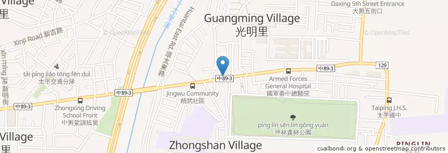 Mapa de ubicacion de 張記牛肉麵 en تایوان, تایچونگ, 太平區.