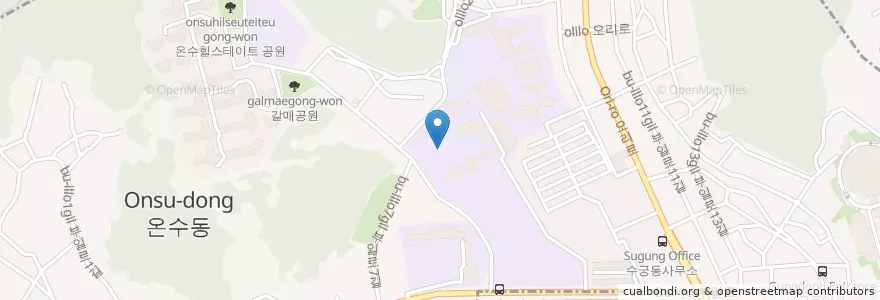 Mapa de ubicacion de 우신중학교운동장 en كوريا الجنوبية, سول, 구로구, 수궁동.