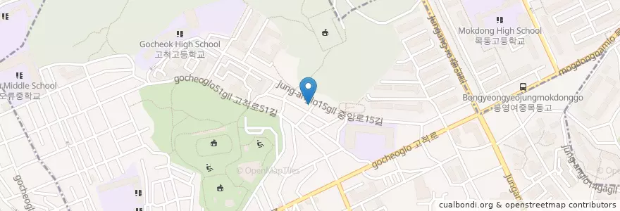 Mapa de ubicacion de 은혜교회 en کره جنوبی, سئول, 구로구, 양천구, 고척2동.