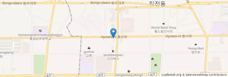 Mapa de ubicacion de 던킨도너츠 en 대한민국, 인천, 계양구, 작전동.