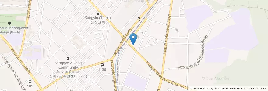Mapa de ubicacion de 우리은행 상계역지점 en 대한민국, 서울, 노원구.
