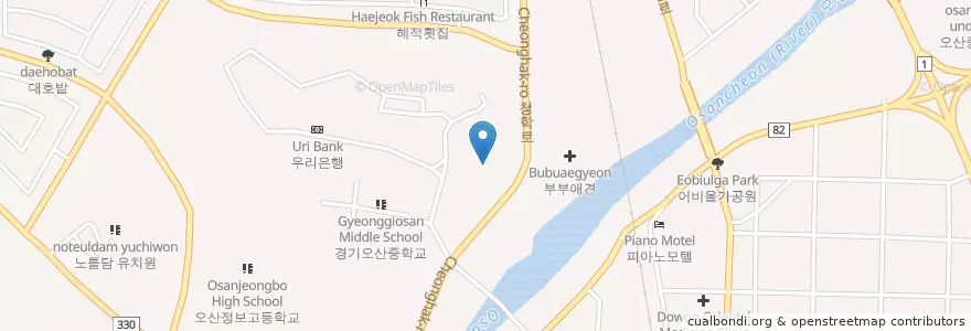 Mapa de ubicacion de 오산소방서 청학119안전센터 en كوريا الجنوبية, 경기도, 오산시.