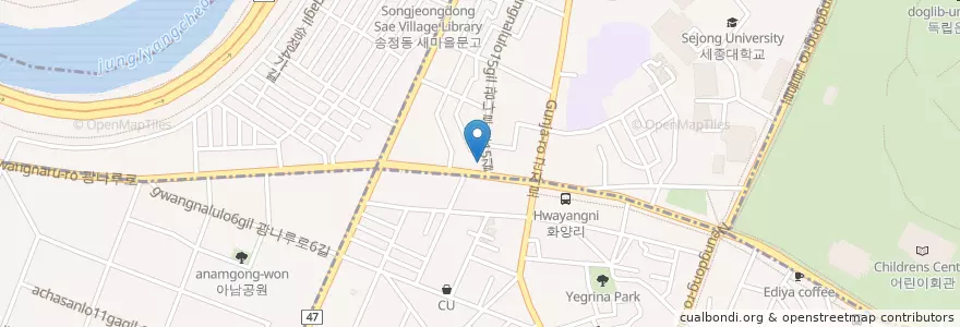 Mapa de ubicacion de 광진메디컬센터 en Республика Корея, Сеул, 광진구, 군자동.