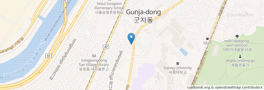 Mapa de ubicacion de 해정약국 en كوريا الجنوبية, سول, 광진구, 군자동.