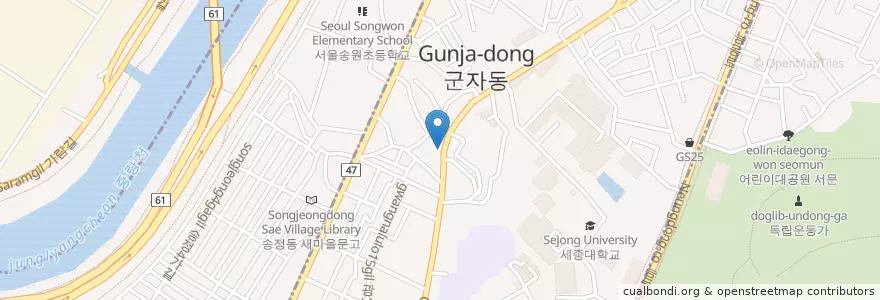 Mapa de ubicacion de 새마을금고 en Corée Du Sud, Séoul, 광진구, 군자동.