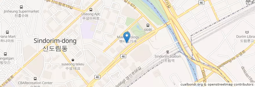 Mapa de ubicacion de 탐 엔 탐스 en Coreia Do Sul, Seul, 신도림동.