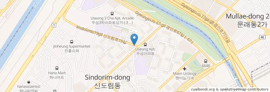 Mapa de ubicacion de 파리바게트 en Zuid-Korea, Seoel, 신도림동.