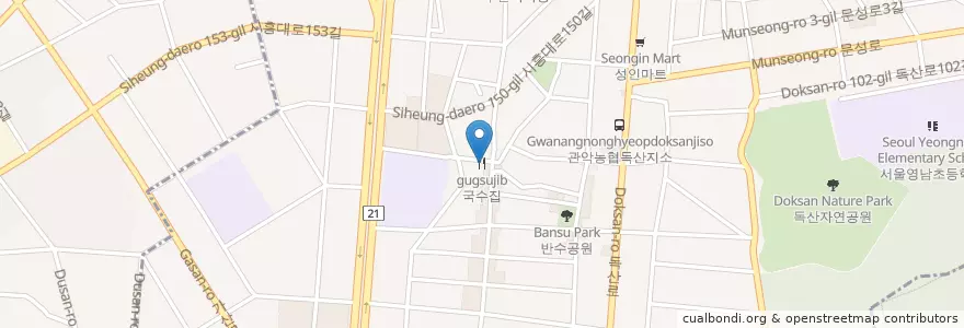 Mapa de ubicacion de 국수집 en Corée Du Sud, Séoul, 금천구.