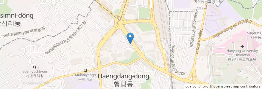 Mapa de ubicacion de 삼오정 한방오리백숙 en 대한민국, 서울, 성동구, 행당1동.