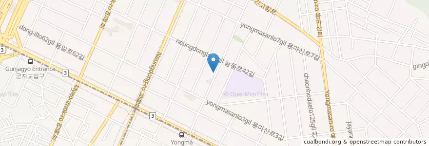 Mapa de ubicacion de 언약교회 en Südkorea, Seoul, 광진구, 중곡2동.