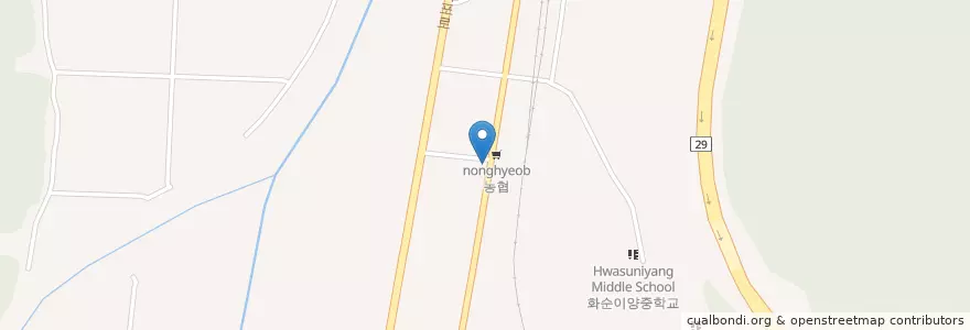 Mapa de ubicacion de 넝쿨가든 en 대한민국, 전라남도, 화순군.