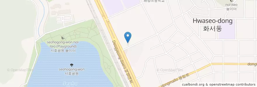 Mapa de ubicacion de 원 도토리마을 en Südkorea, Gyeonggi-Do, 수원시, 팔달구.