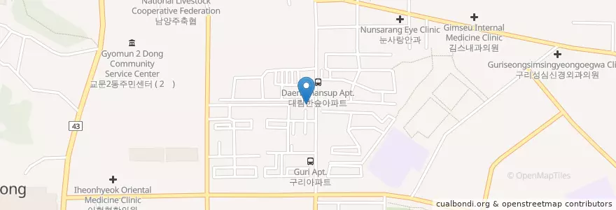 Mapa de ubicacion de 한양유치원 en Korea Selatan, Gyeonggi, 구리시.