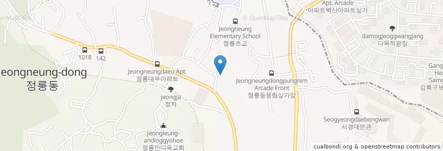Mapa de ubicacion de 원정교회 en 大韓民国, ソウル, 城北区, 정릉4동.