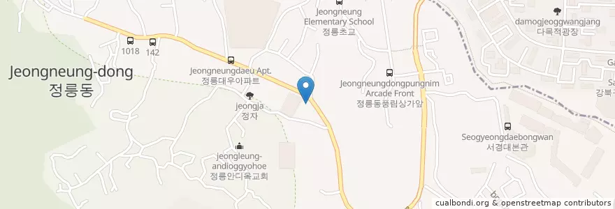 Mapa de ubicacion de 개동유치원 en Korea Selatan, 서울, 성북구, 정릉4동.