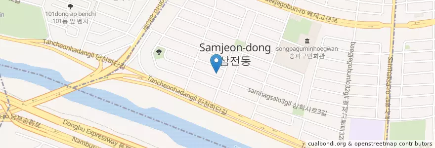 Mapa de ubicacion de Stop en Zuid-Korea, Seoel, 송파구, 삼전동.