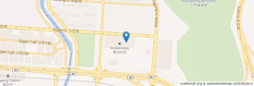 Mapa de ubicacion de 롯데마트 주차장 en South Korea, Gyeonggi-Do, Ansan-Si, Sangnok-Gu.
