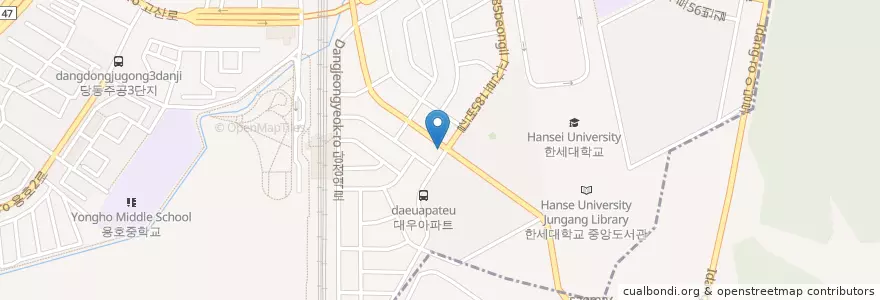Mapa de ubicacion de 대명교회 en 대한민국, 경기도, 군포시, 군포1동.