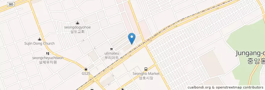 Mapa de ubicacion de 롯데리아 en Südkorea, Gyeonggi-Do, 중원구.