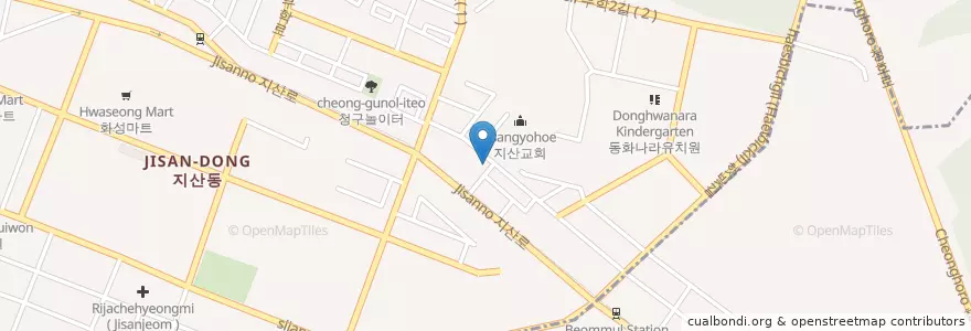 Mapa de ubicacion de 우야지막창 en 대한민국, 대구, 수성구, 지산동.