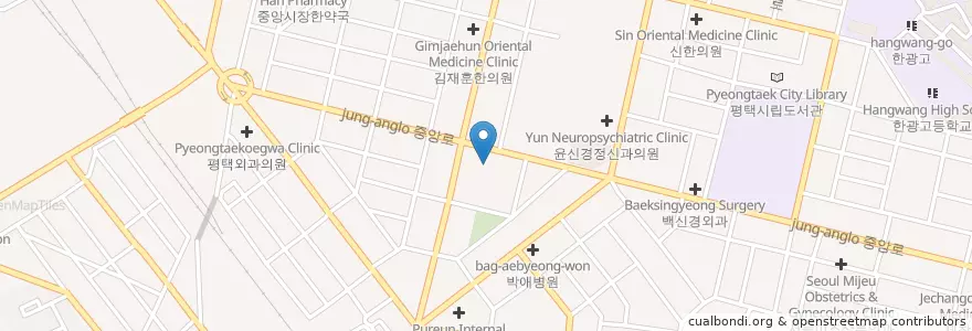 Mapa de ubicacion de 평택 메가박스 en 大韓民国, 京畿道, 平沢市.