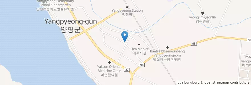 Mapa de ubicacion de 버거킹 경기양평점 en 대한민국, 경기도, 양평군.