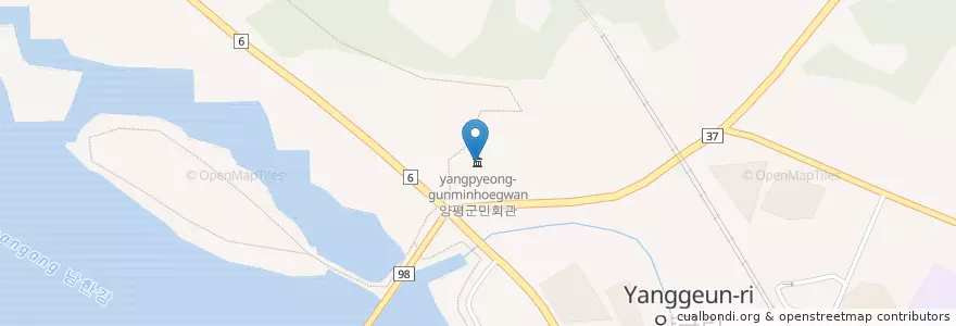 Mapa de ubicacion de 양평군민회관 en 대한민국, 경기도, 양평군.