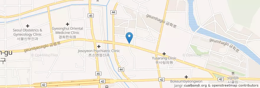Mapa de ubicacion de 마평통닭 en Korea Selatan, Gyeonggi, 용인시, 처인구.