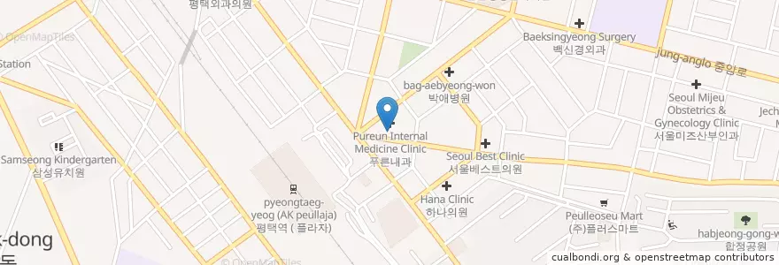 Mapa de ubicacion de 파주옥 평택본점 en Zuid-Korea, Gyeonggi-Do, 평택시.