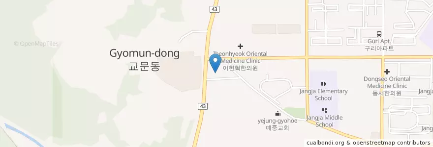 Mapa de ubicacion de 광개토대왕 비 en Zuid-Korea, Gyeonggi-Do, 구리시.
