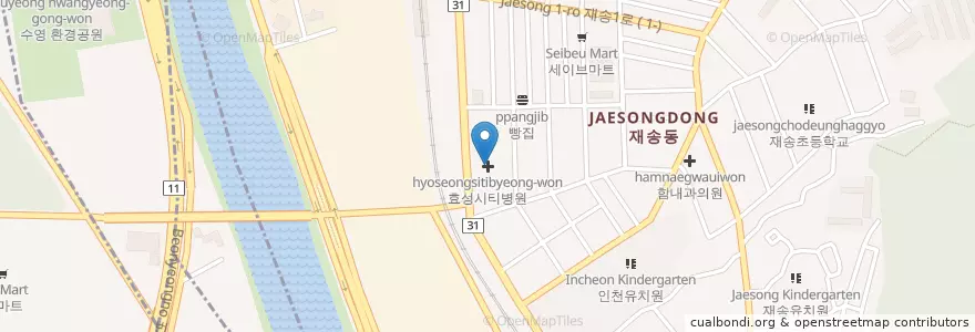 Mapa de ubicacion de 효성시티병원 en Zuid-Korea, Busan, 해운대구.