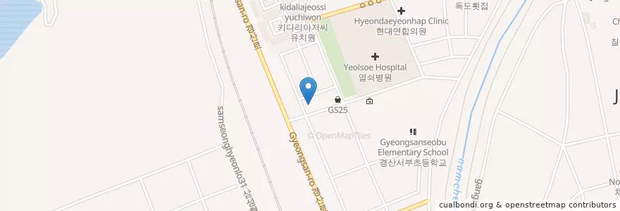 Mapa de ubicacion de 대구은행 en 韩国/南韓, 庆尚北道, 慶山市, 서부1동.